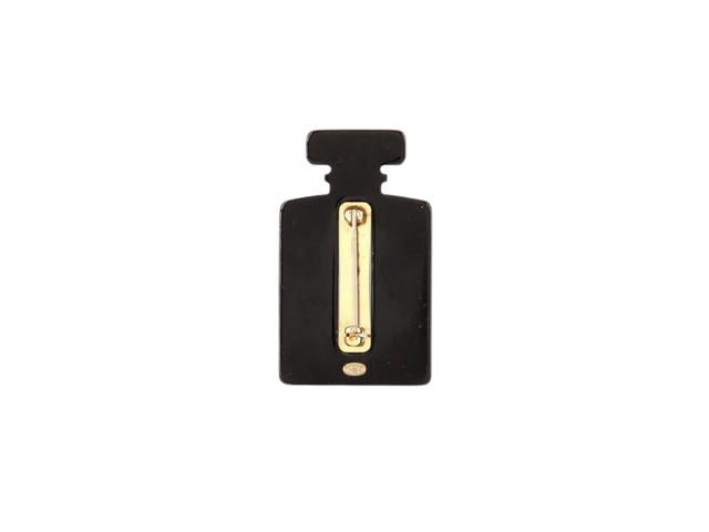 Chanel Chanel Brooch In Number 5 Perfume Bottle Shape Metal-Glass-Strass Gold-Black - view 2