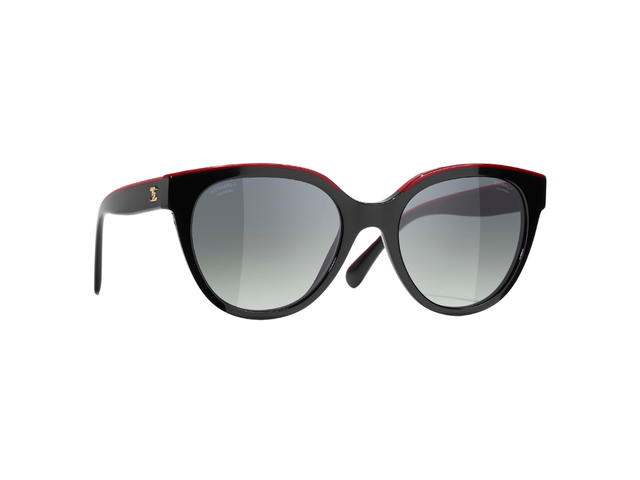 Chanel Chanel Butterfly Sunglasses In Black-Red Acetate Frame With Gray Polarized Gradient Lenses - view 2