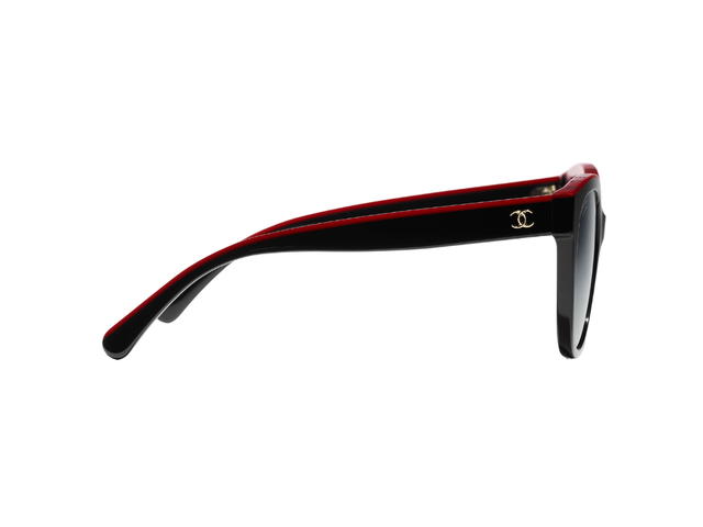 Chanel Chanel Butterfly Sunglasses In Black-Red Acetate Frame With Gray Polarized Gradient Lenses - view 3