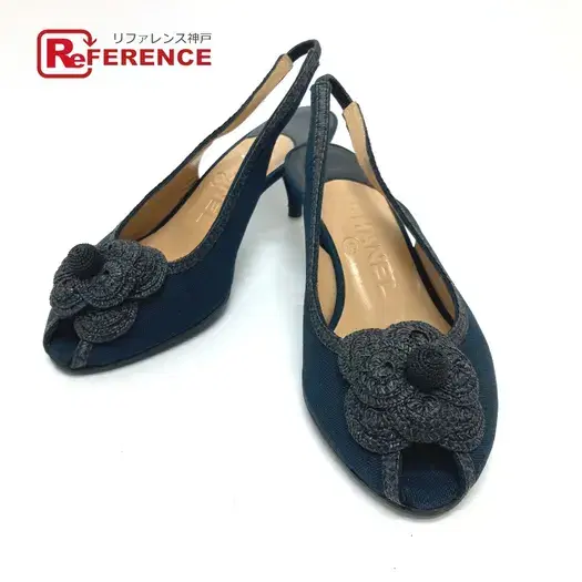 Buy CHANEL Camelia Open Toe Pumps Pumps Shoes pumps Canvas Black at Sasom – Authentic and Ready to Ship