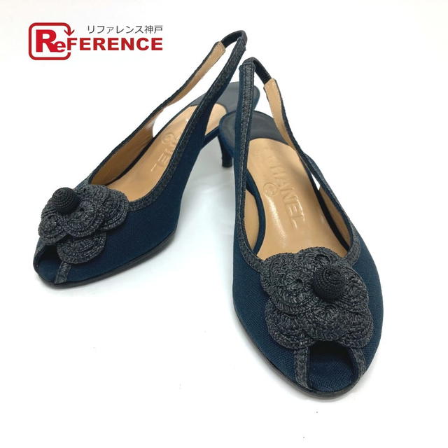 Chanel CHANEL Camelia Open Toe Pumps Pumps Shoes pumps Canvas Black - view 1