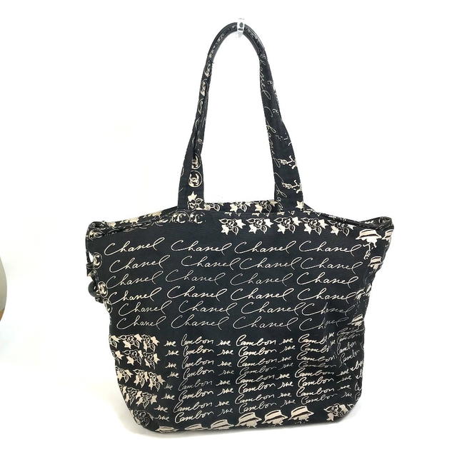 Chanel CHANEL Camellia Logo Bucket Drawstring Shoulder Bag Tote Bag Black/BeigeBased - view 3