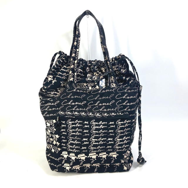 Chanel CHANEL Camellia Logo Bucket Drawstring Shoulder Bag Tote Bag Black/BeigeBased - view 4