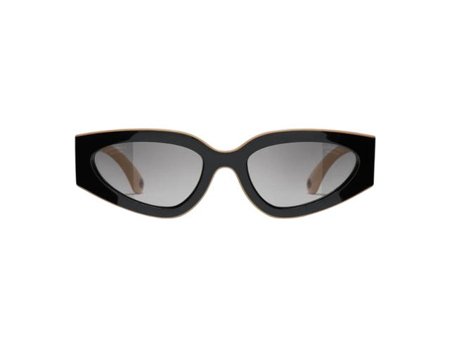 Chanel Chanel Cat Eye Sunglasses In Black Beige Nylon Fibre With Light Grey Polarized Lenses (Ref.6056-C534-M3) - view 2