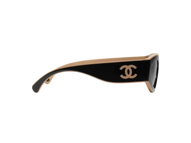 Chanel Chanel Cat Eye Sunglasses In Black Beige Nylon Fibre With Light Grey Polarized Lenses (Ref.6056-C534-M3) - view 3