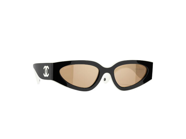 Chanel Chanel Cat Eye Sunglasses In Nylon Black And White With Beige Lenses (Ref.6056-1656-53) - view 1