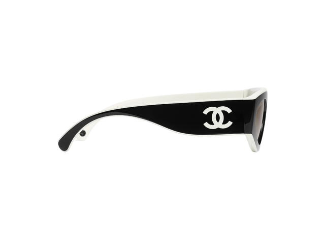 Chanel Chanel Cat Eye Sunglasses In Nylon Black And White With Beige Lenses (Ref.6056-1656-53) - view 3
