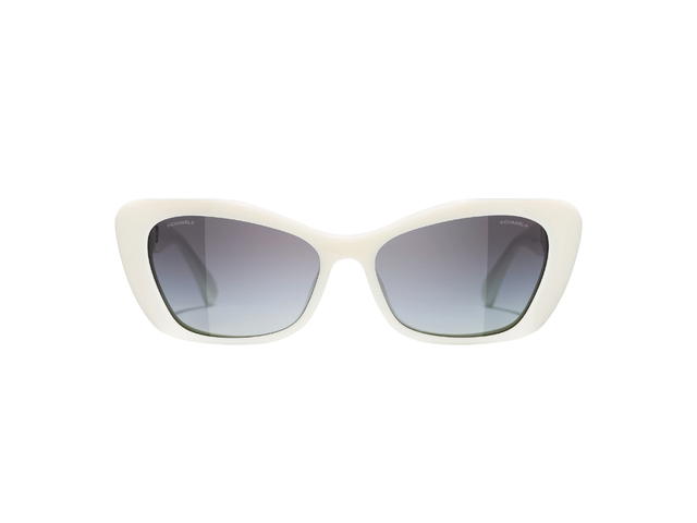 Chanel Chanel Cat Eye Sunglasses In White Acetate Frame-Glass Pearls With Gray Gradient Lenses - view 1