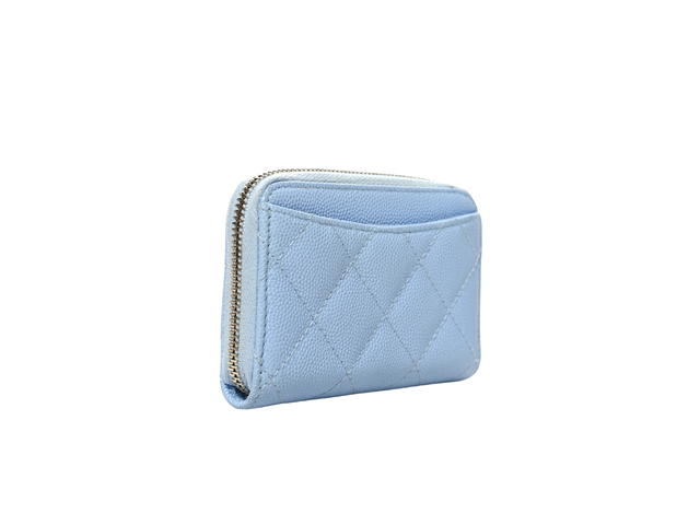 Chanel Chanel Caviar Quilted Zip Coin In Grained Shiny Calfskin With Gold Hardware Purse Light Blue - view 2