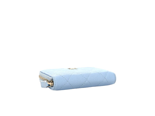 Chanel Chanel Caviar Quilted Zip Coin In Grained Shiny Calfskin With Gold Hardware Purse Light Blue - view 3