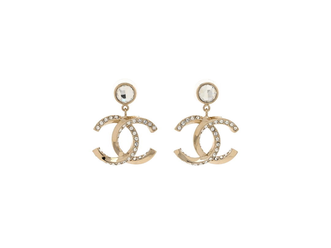 Chanel Chanel CC Drop Earrings In Metal Crystal Gold