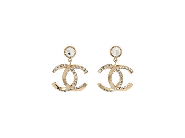 Chanel Chanel CC Drop Earrings In Metal Crystal Gold - view 1