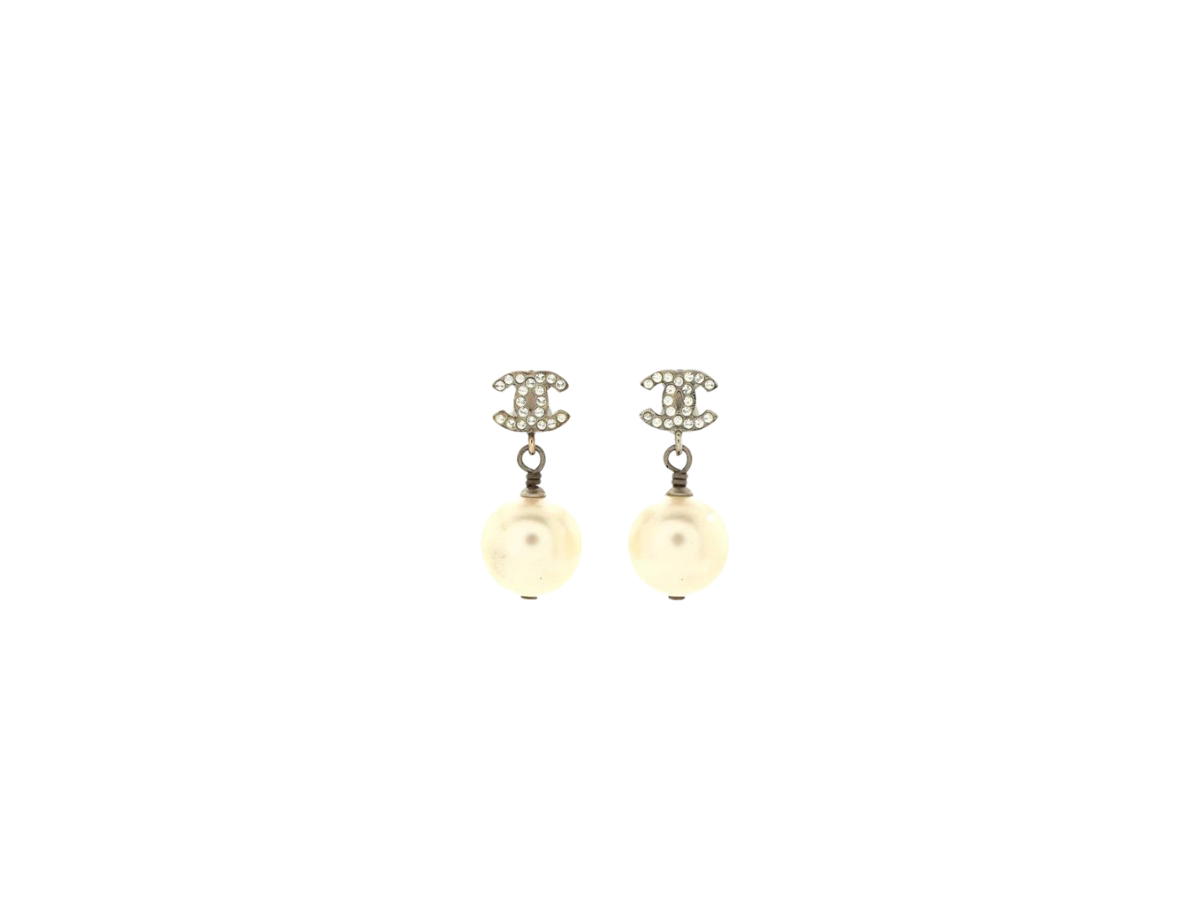 Chanel Chanel CC Drop Earrings In Metal With Crystals And Faux Pearls
