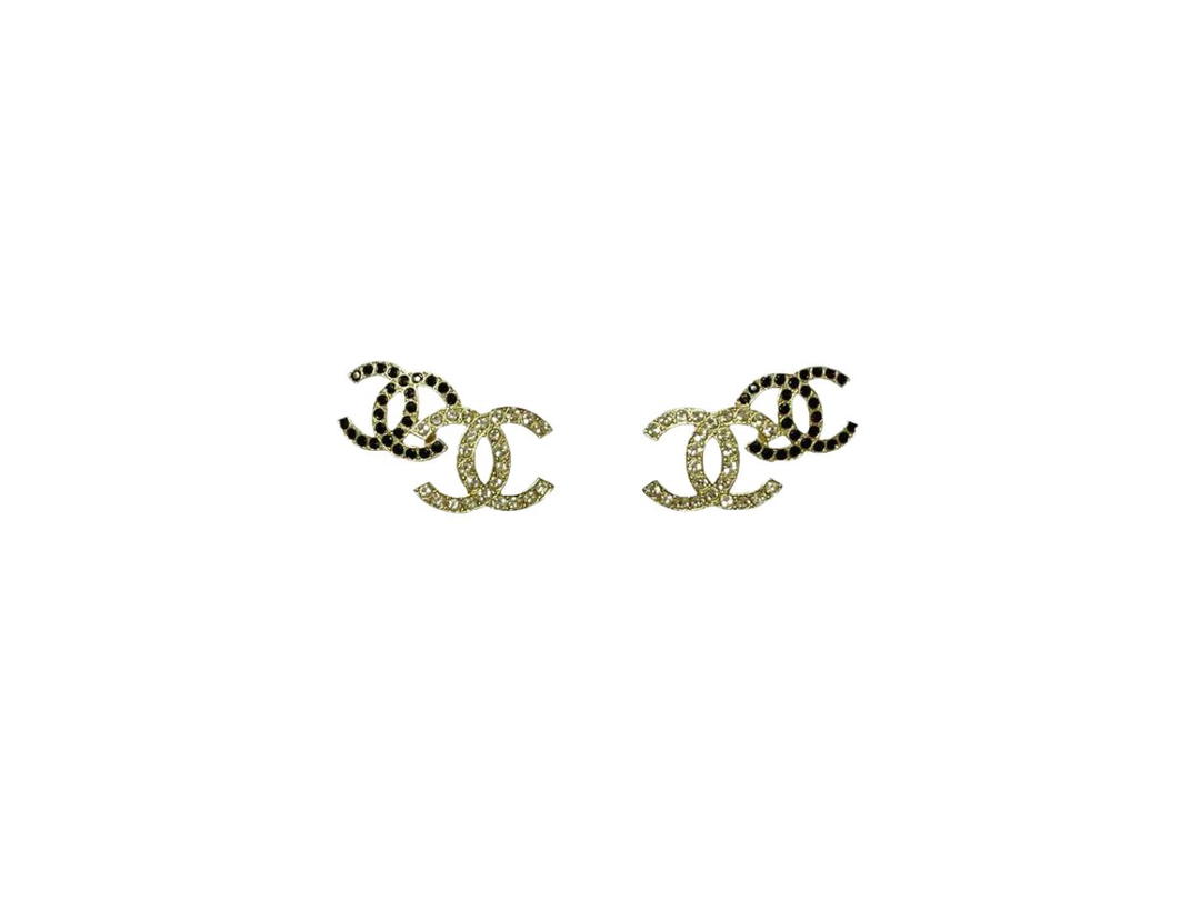 Chanel Chanel CC Earrings In Metal Gold With Black Crystal