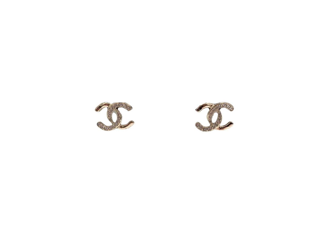 Chanel Chanel CC Earrings Metal Rose-Gold And Crystal