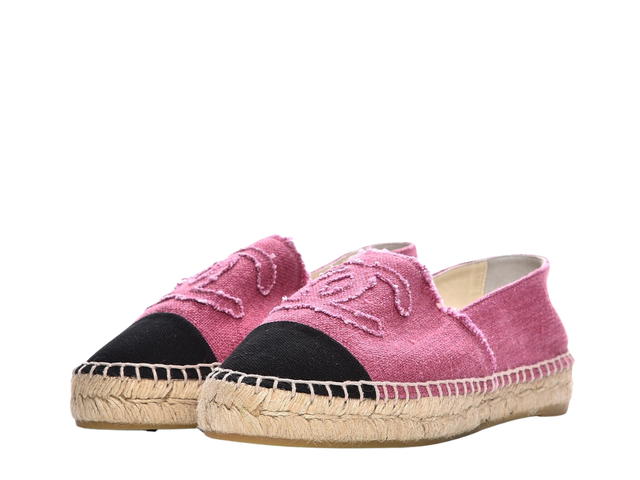 Chanel Chanel CC Espadrilles In Cotton and Linen Pink Black - view 2