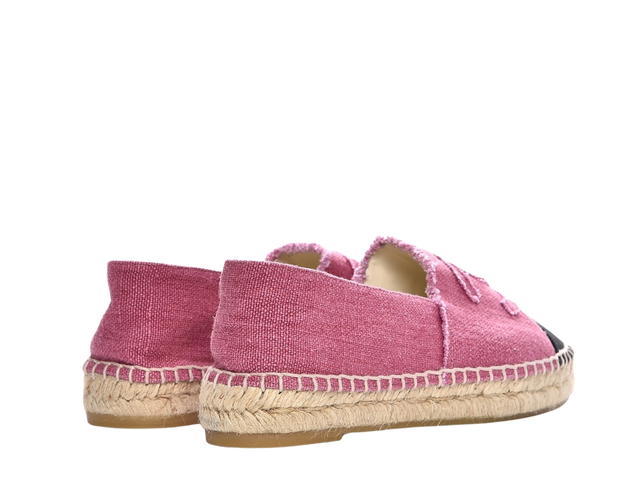 Chanel Chanel CC Espadrilles In Cotton and Linen Pink Black - view 4