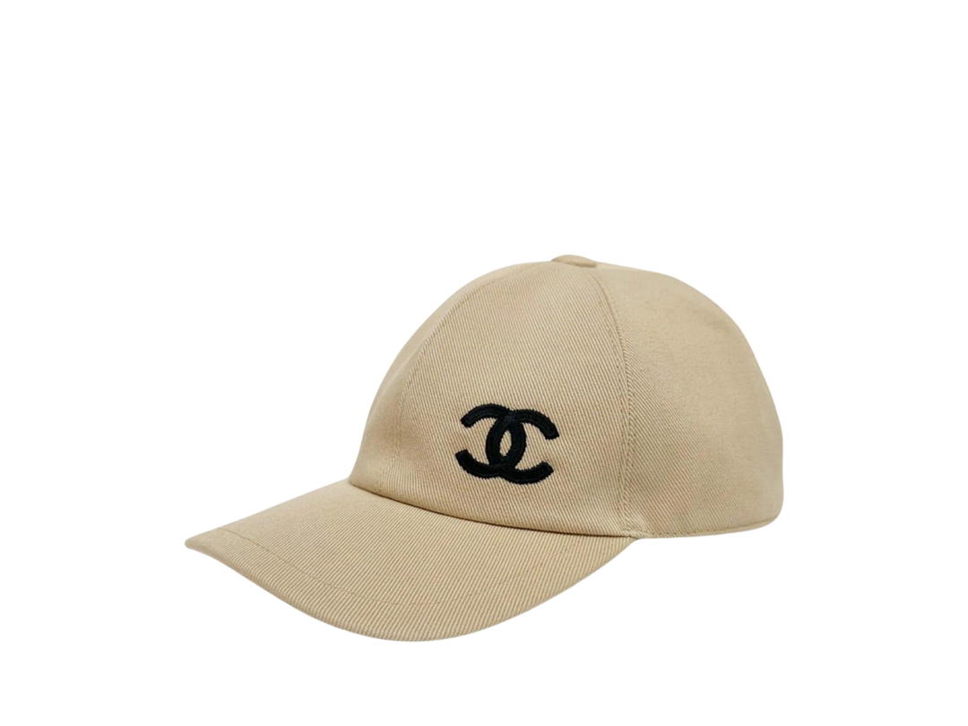 Chanel Chanel CC Logo Cap In Cotton Beige