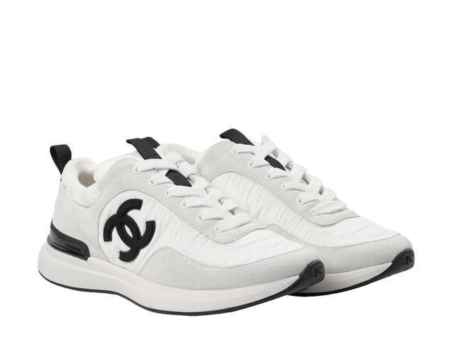 Chanel Chanel CC Logo Trainers Sneakers In Suede Calfskin And Nylon White - view 3