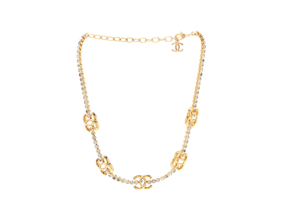 Chanel Chanel CC Marquise Choker In Gold Metal With Crystal