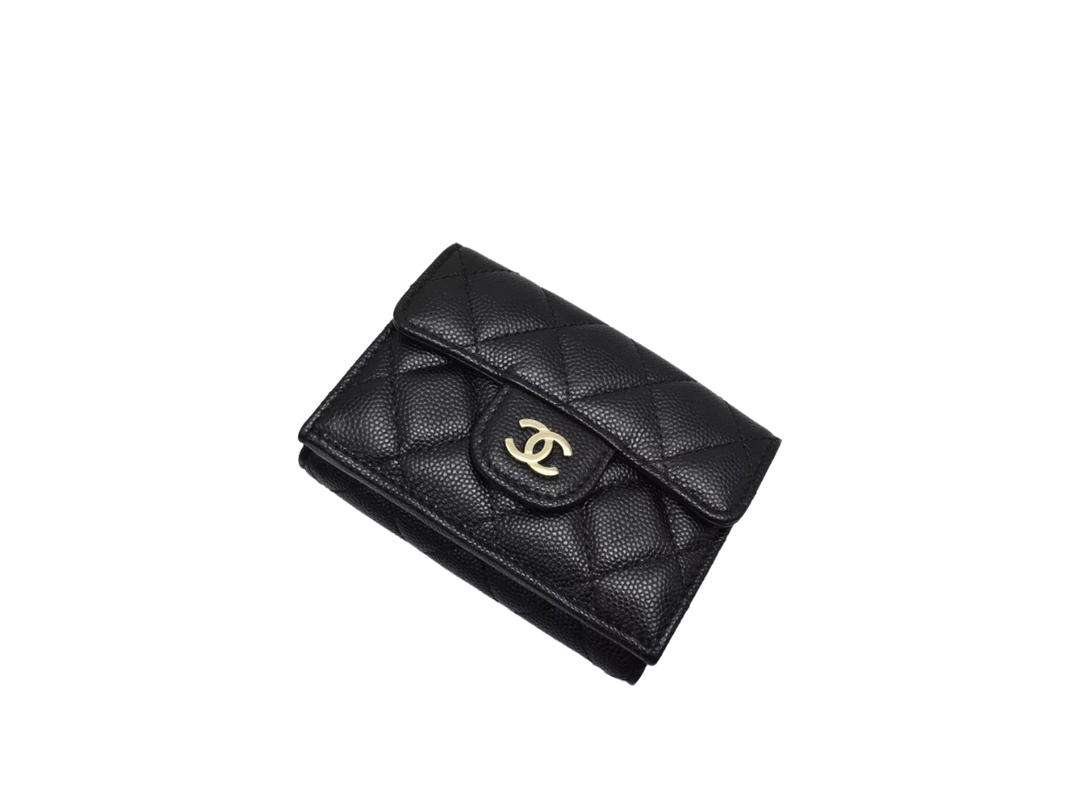 Chanel Chanel CC Matelasse Classic Small Tri-fold wallet In Caviar skin Black