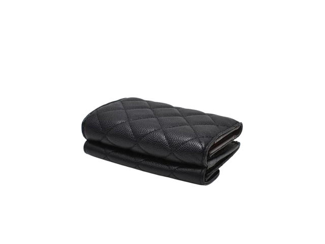 Chanel Chanel CC Matelasse Classic Small Tri-fold wallet In Caviar skin Black - view 2