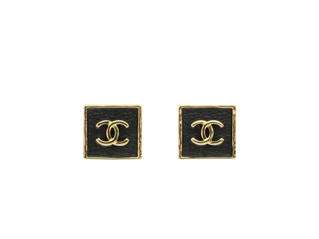 Chanel Chanel CC Square Earrings In Gold Metal Black