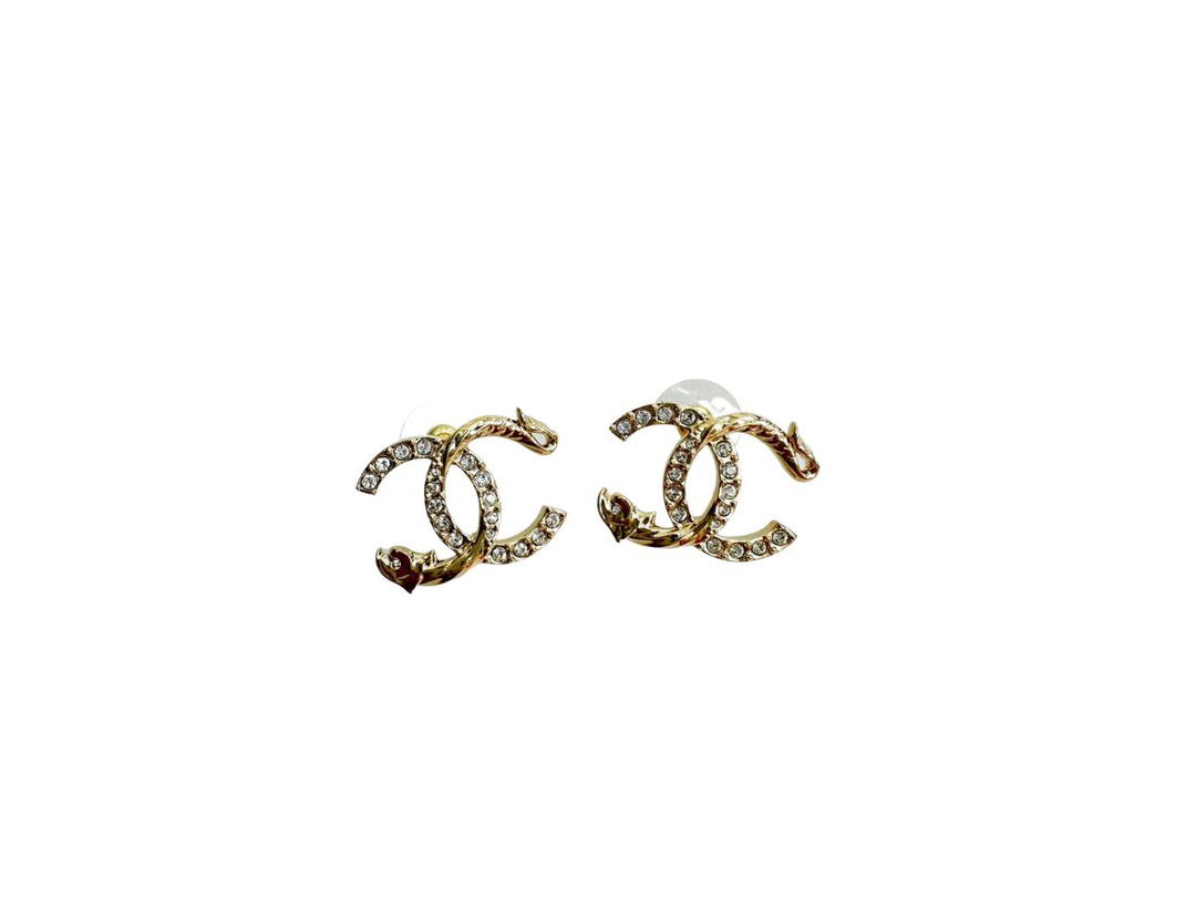 Chanel Chanel CC With Baroque Dolphins Earrings In Twisted Metal Gold