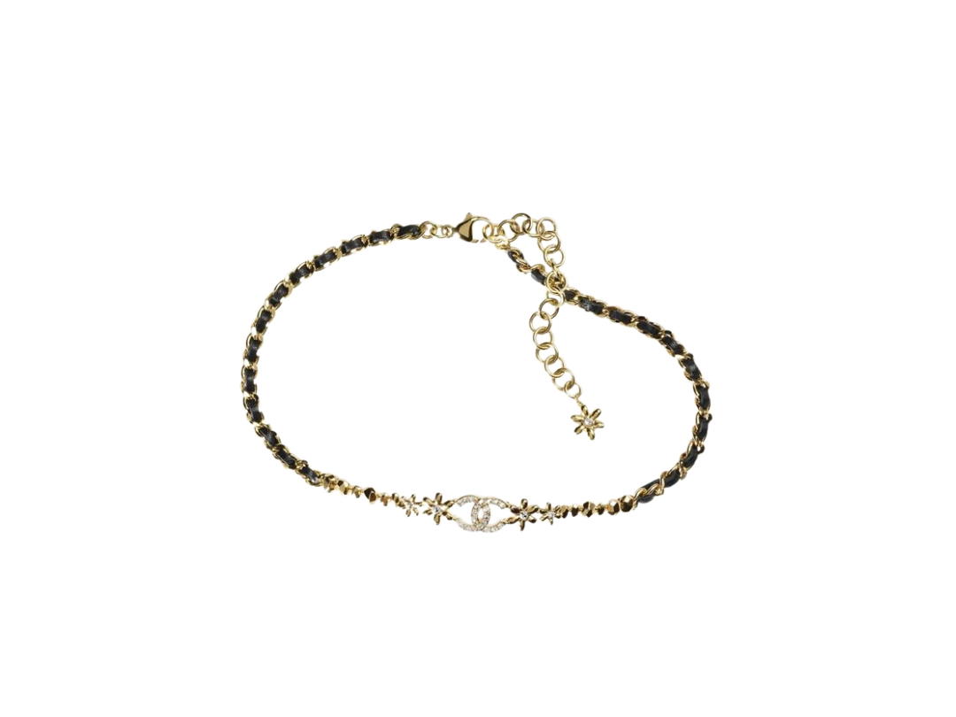 Chanel Chanel Choker In Lambskin Metal-Strass With CC Logo Detail Gold Black Crystal