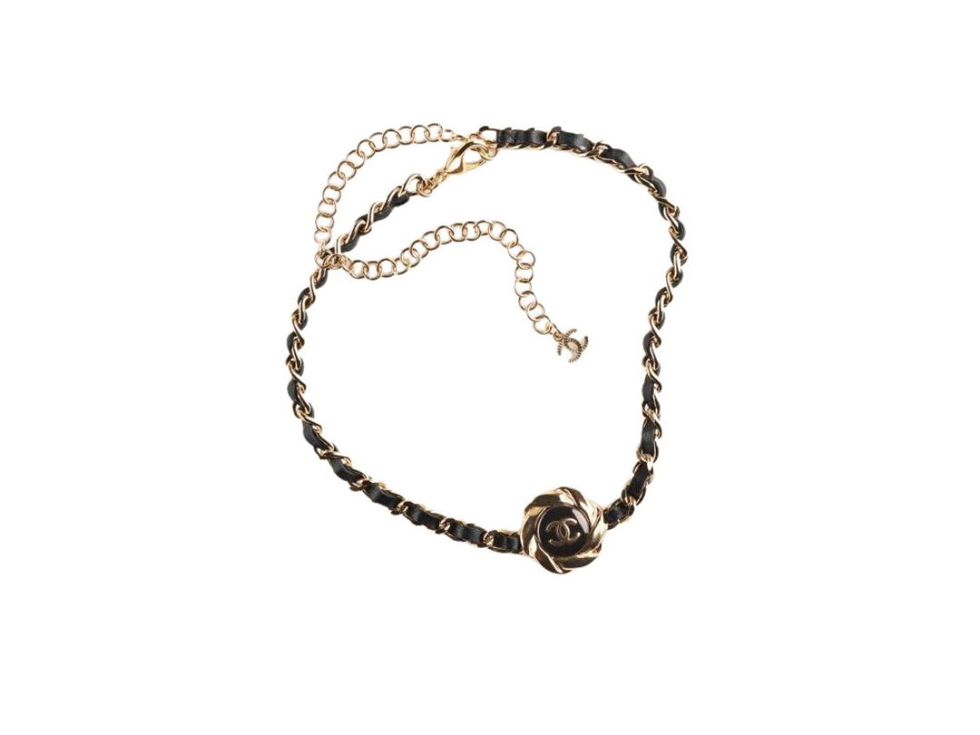 Chanel Chanel Choker In Metal Imitation Pearl Calfskin Leather Gold Black