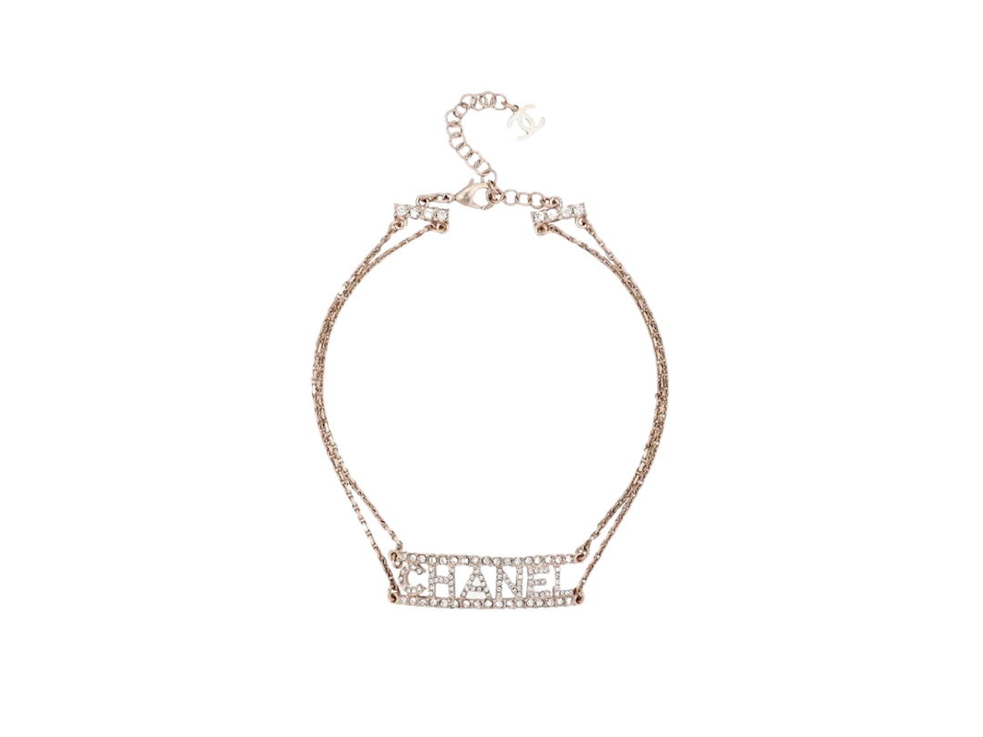 Chanel Chanel Choker In Metal-Strass-Gold With Lettering Detail Crystal