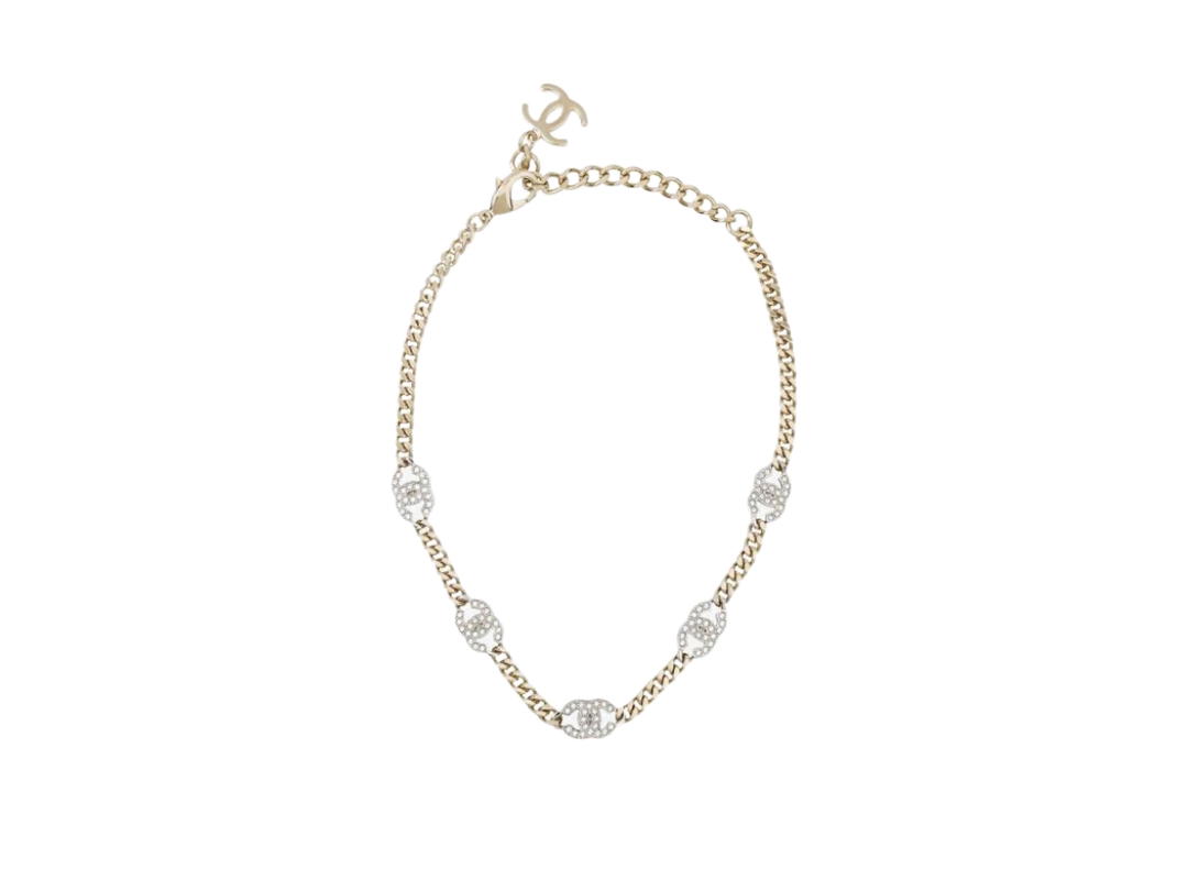 Chanel Chanel Choker In Metal-Strass-Gold With Silver CC Logo Detail Crystal