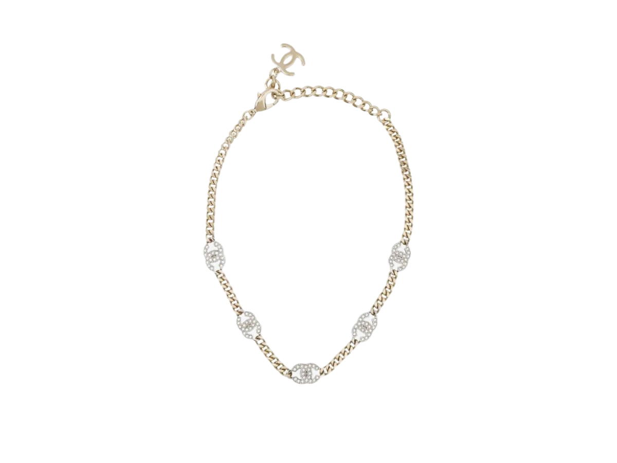 Chanel Chanel Choker In Metal-Strass-Gold With Silver CC Logo Detail Crystal