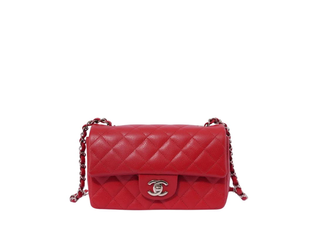 Chanel Chanel Classic 8 Caviar In Red Leather With Sliver Hardware