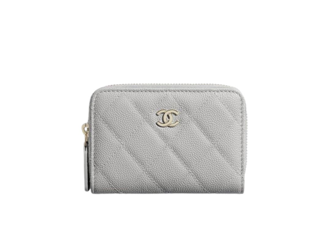 Chanel Chanel Classic Zipped Coin Purse In Grained Calfskin With Gold Hardware Grey