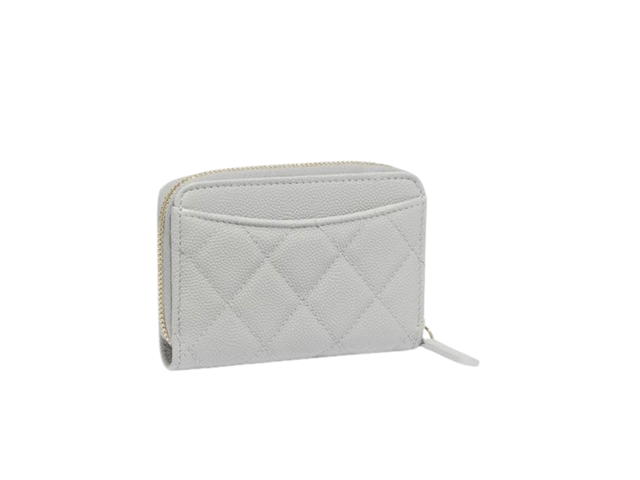 Chanel Chanel Classic Zipped Coin Purse In Grained Calfskin With Gold Hardware Grey - view 2
