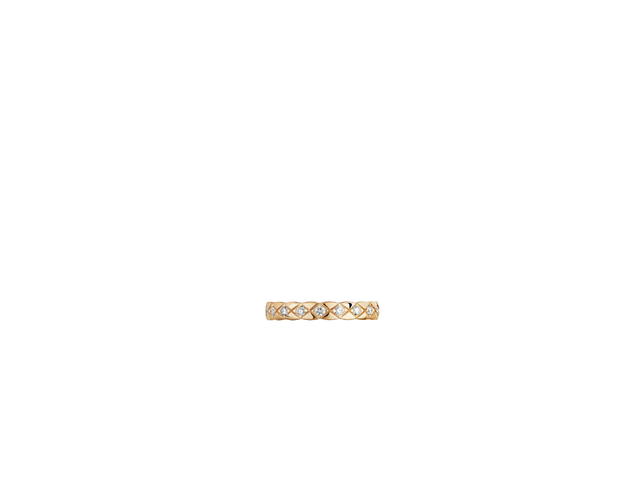 Chanel Chanel Coco Crush Ring Mini Version In 18k Beige Gold With Quilted Motif-Diamond - view 3