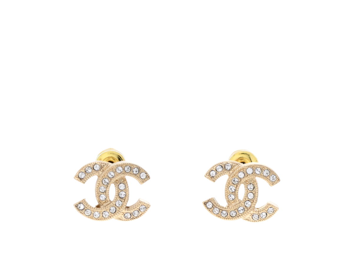 Chanel Chanel Crystal Timeless CC Earrings Light Gold
