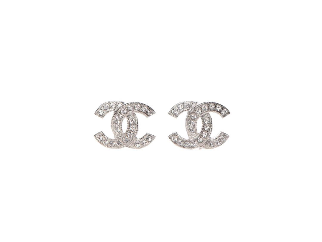 Chanel Chanel Crystal Timeless CC Earrings Silver