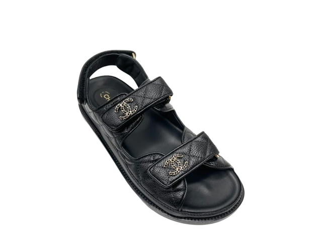 Chanel Chanel Dad Sandals In Leather Black - view 1