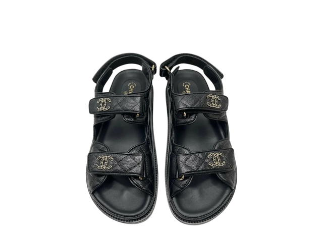 Chanel Chanel Dad Sandals In Leather Black - view 2