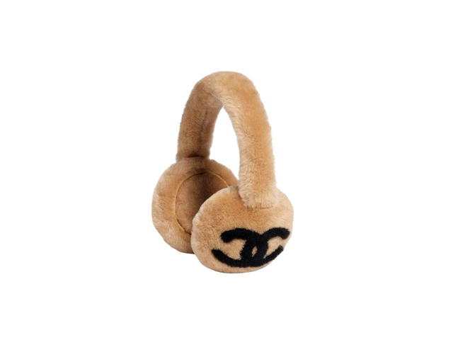 Chanel Chanel Earmuffs In Shearling Lambskin Beige And Black - view 1