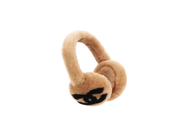 Chanel Chanel Earmuffs In Shearling Lambskin Beige And Black - view 2