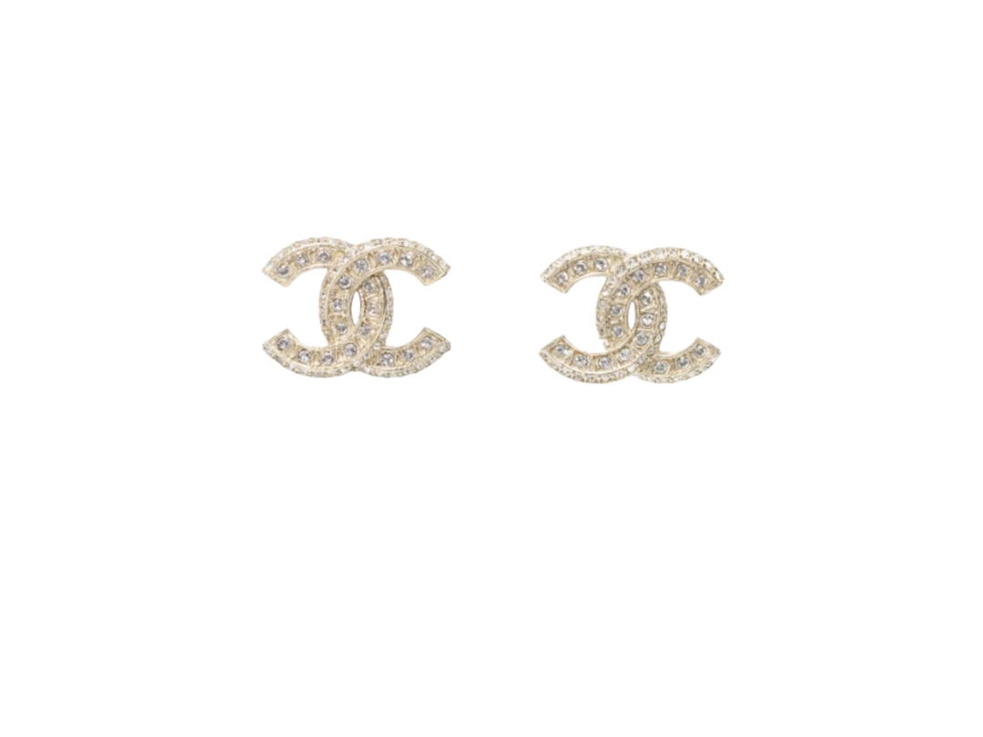 Chanel Chanel Earrings In Metal-Diamantés With Resin Gold And Transparent