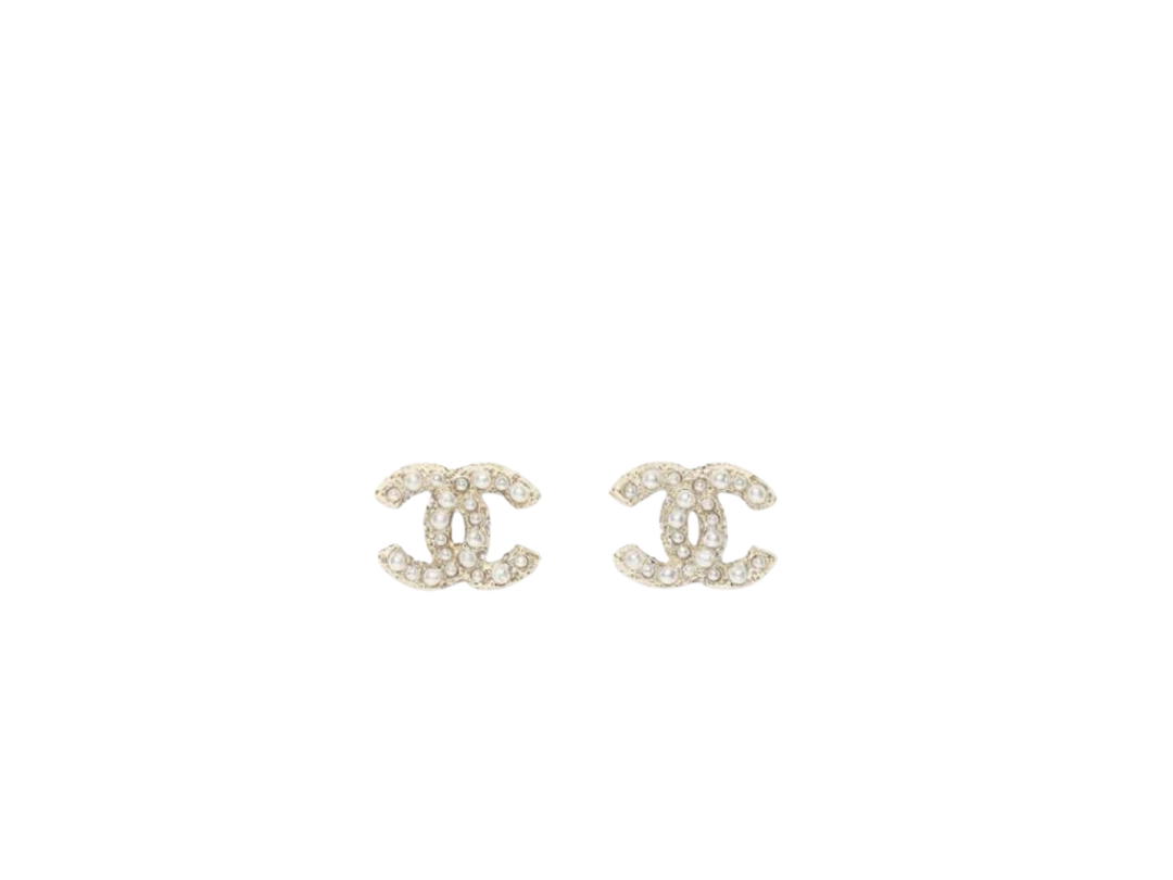 Chanel Chanel Earrings In Metal Glass Pearls Strass With Gold Pearly White Crystal
