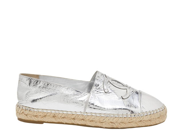 Chanel Chanel Espadrilles In Metallic Leather Silver - view 1