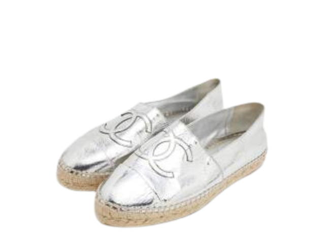 Chanel Chanel Espadrilles In Metallic Leather Silver - view 2