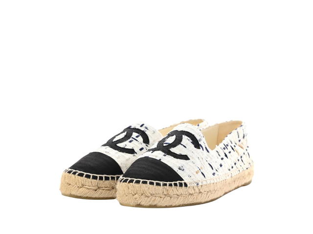 Bally Chanel Espadrilles In Tweed And Grosgrain White Black - view 2