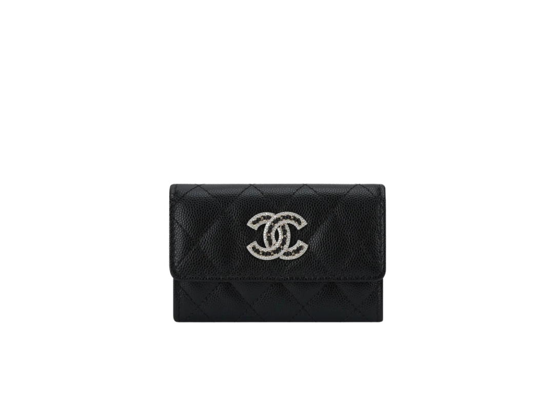 Chanel Chanel Flap Card Holder In Grained Shiny Calfskin With Gold-tone Hardware Black