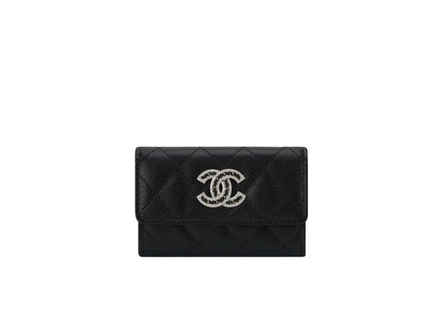 Chanel Chanel Flap Card Holder In Grained Shiny Calfskin With Gold-tone Hardware Black - view 1